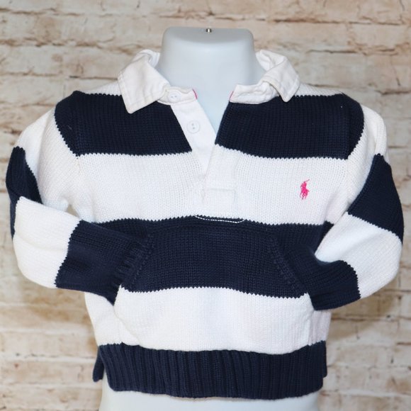 RALPH LAUREN TODDLER GIRLS' RUGBY STYLE SWEATER - Picture 2 of 6